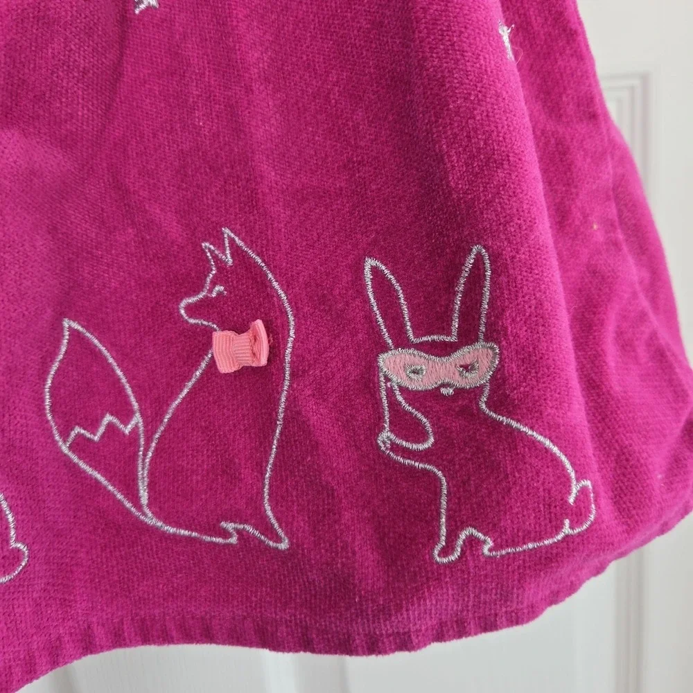 Gymboree Girls Fuchsia Pink Animal Party Dress Starry Night Paris Size 2T Cotton